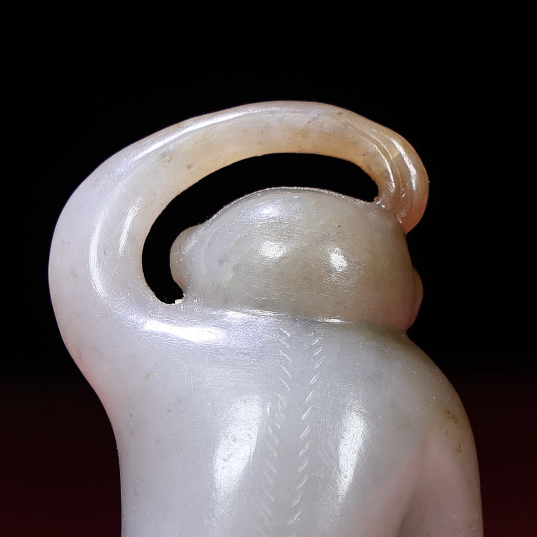 Old Hetian Jade Monkey Statue - 3