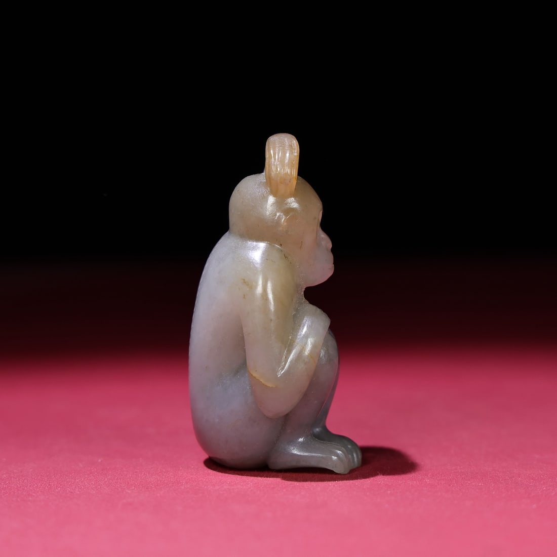 Old Hetian Jade Monkey Statue - 4