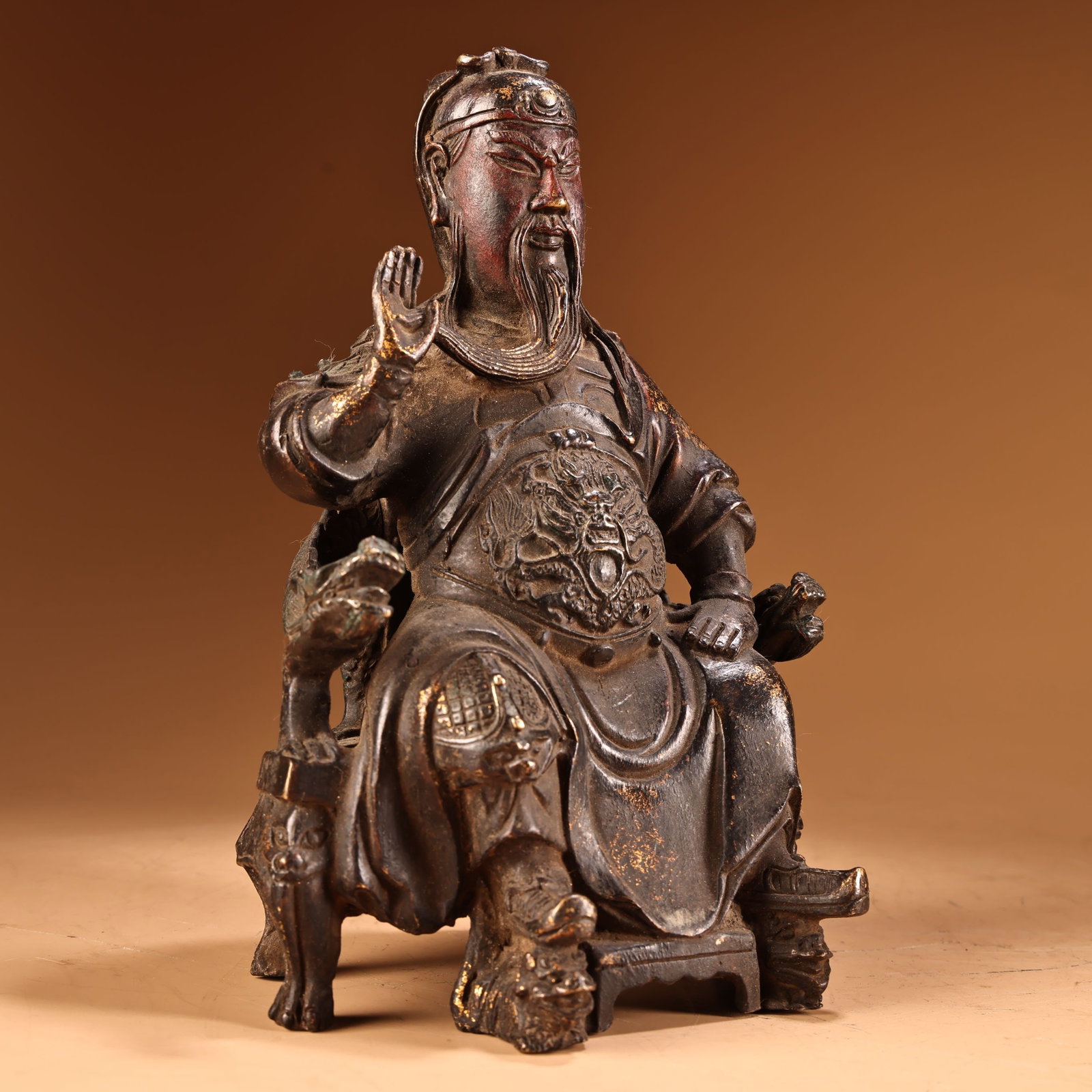 Vintage Bronze Guangong General Statue - 3