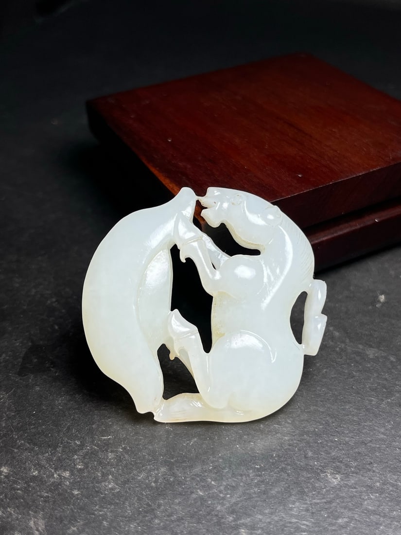 Hetian Jade Hand Carved Fortune Horse Pendant - 2