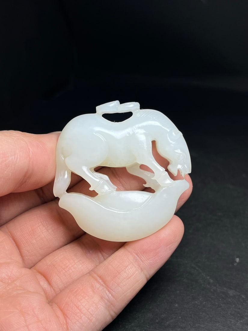 Hetian Jade Hand Carved Fortune Horse Pendant - 8
