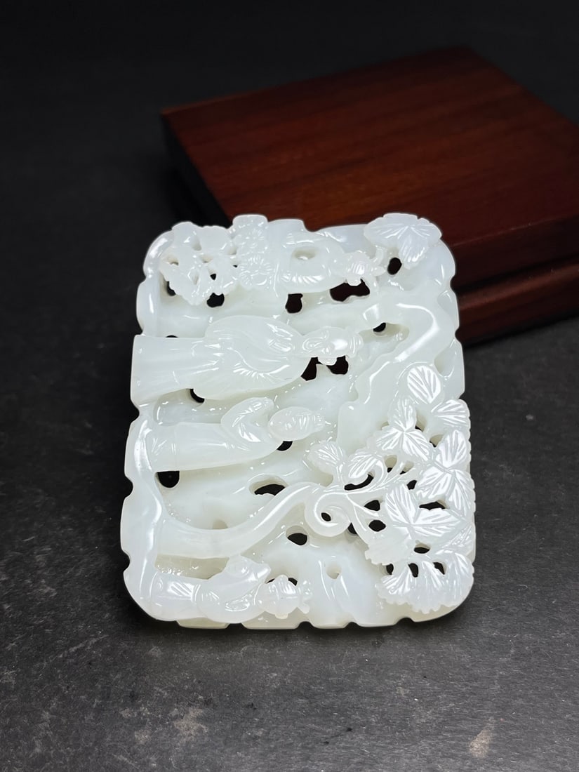 Openwork Hetian Jade Hand Carved Figure Pendant - 2