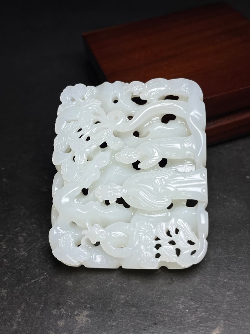 Openwork Hetian Jade Hand Carved Figure Pendant - 3