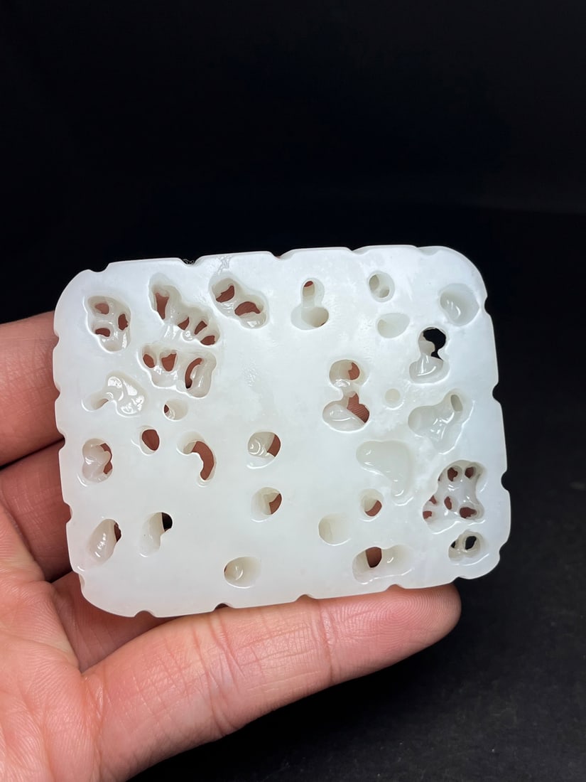 Openwork Hetian Jade Hand Carved Figure Pendant - 9