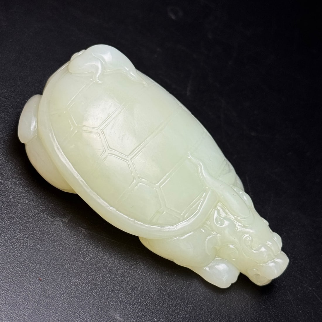 Hetian Jade Hand Carved Dragon Turtle Statue (1 of 9)