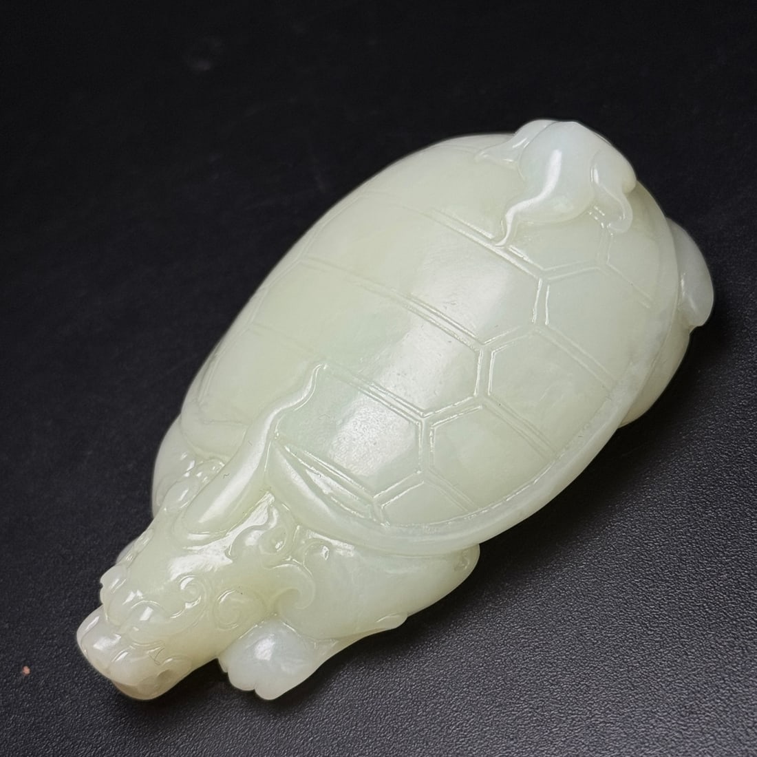 Hetian Jade Hand Carved Dragon Turtle Statue - 2