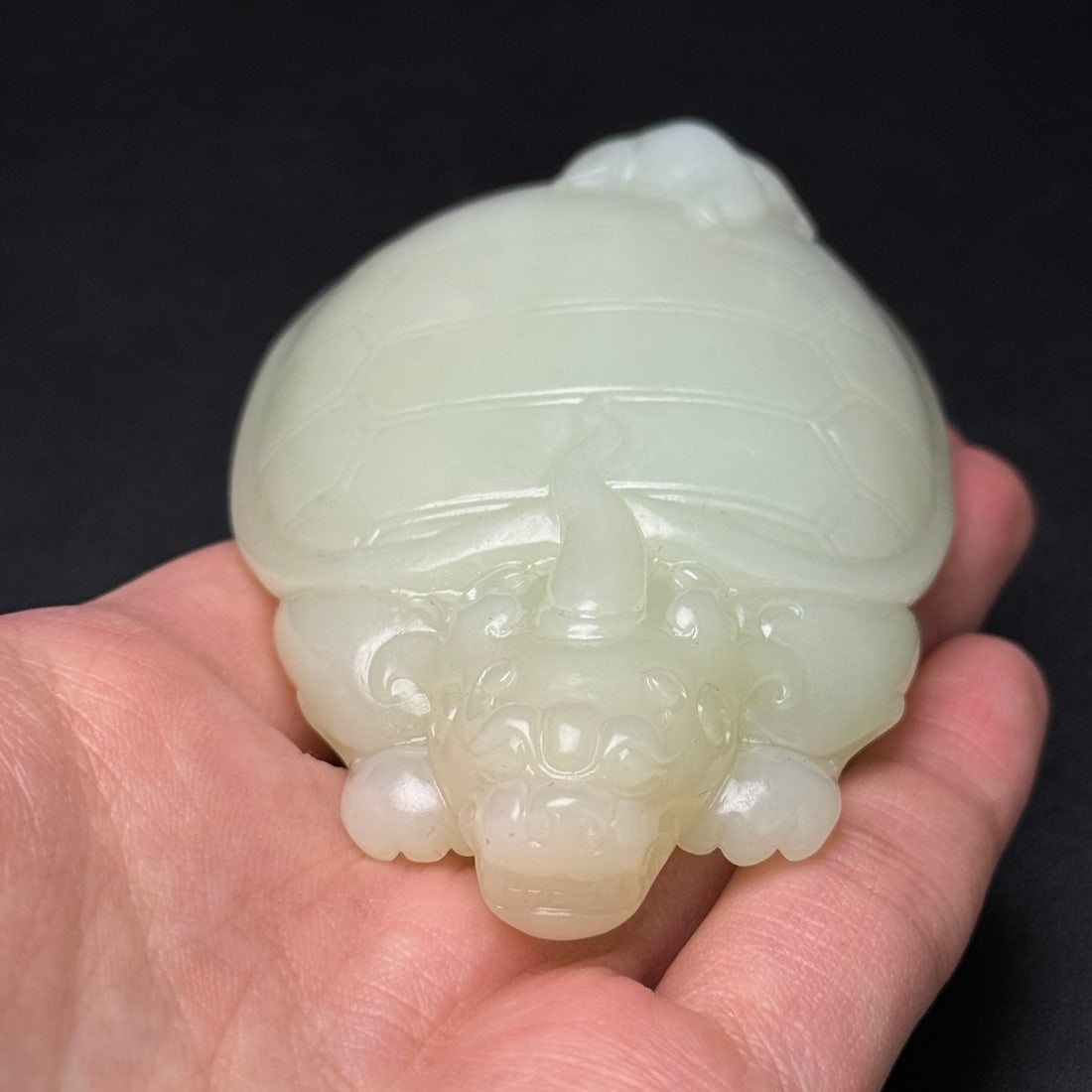 Hetian Jade Hand Carved Dragon Turtle Statue - 3