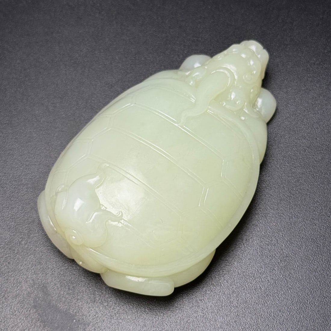 Hetian Jade Hand Carved Dragon Turtle Statue - 4