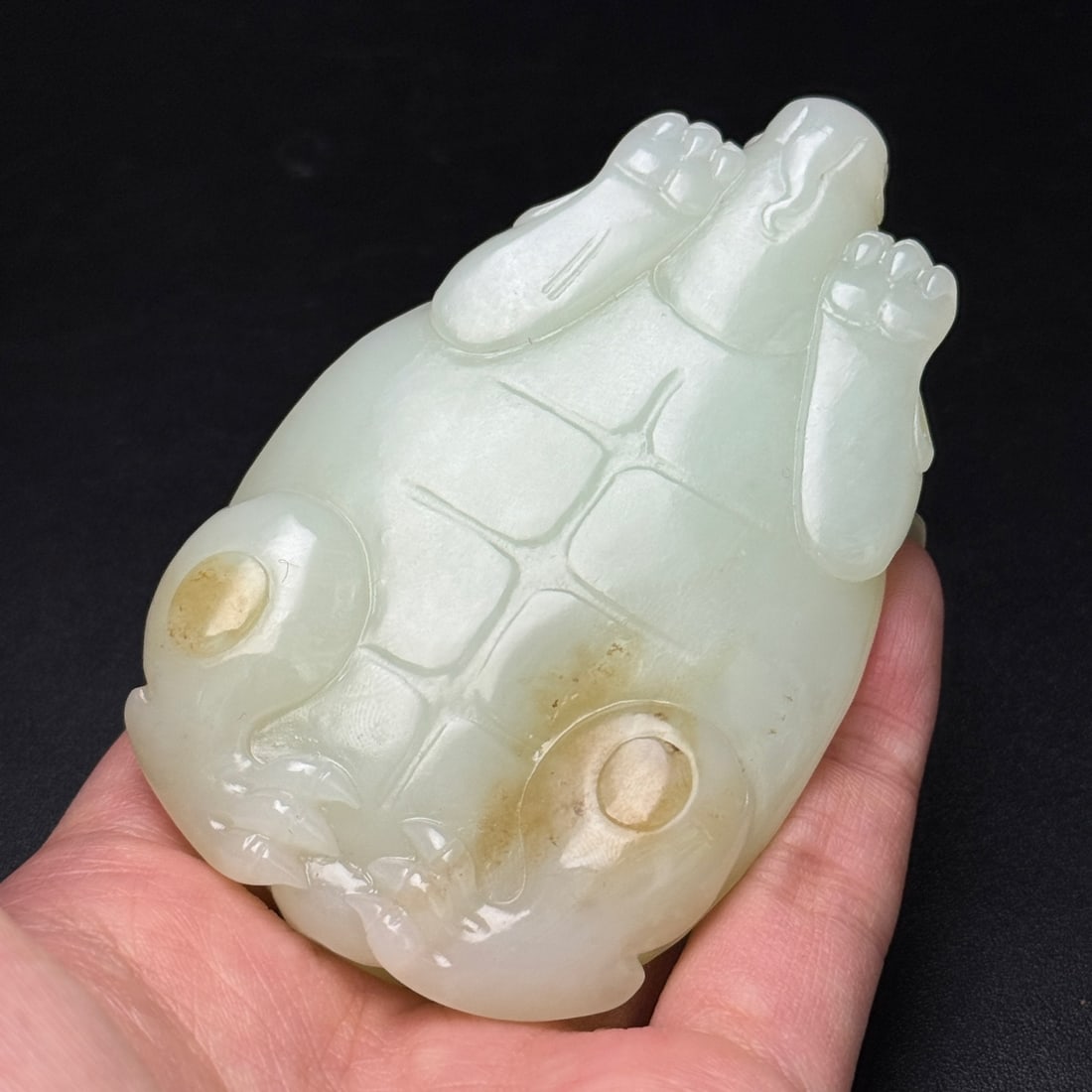 Hetian Jade Hand Carved Dragon Turtle Statue - 5