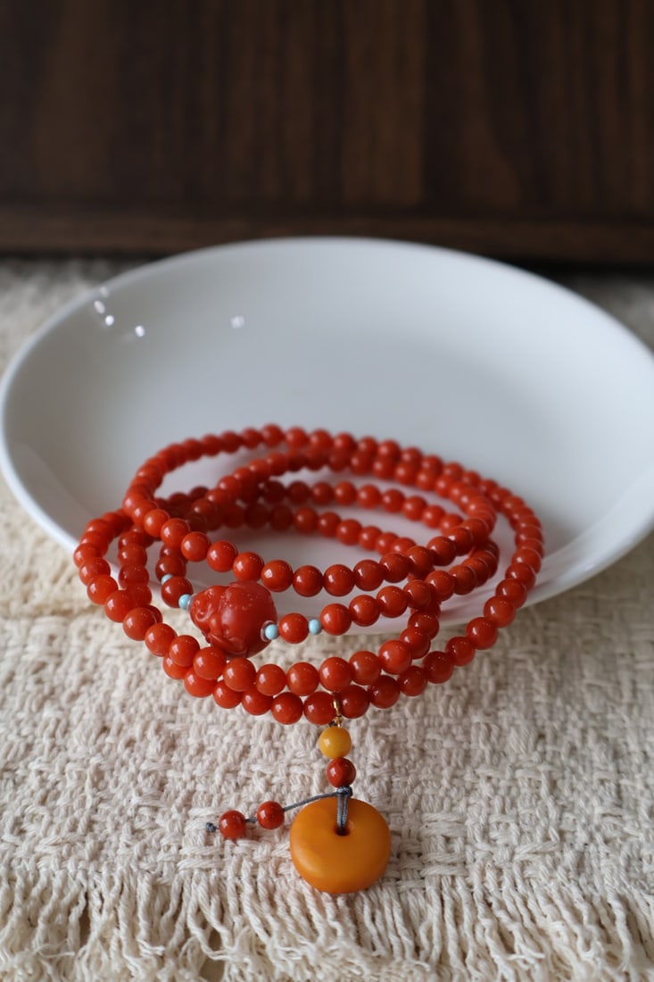 Nanhong Agate Beads Hand Chain: Title: Nanhong Agate Beads Hand Chain Origin: Chinese Date/Period: After2026 Materials: Nanhong Agate Dimensions: 4.8(mm) 0.19(inches) Reserve: $150.00 Shipping: Domestic: Shipping rates are