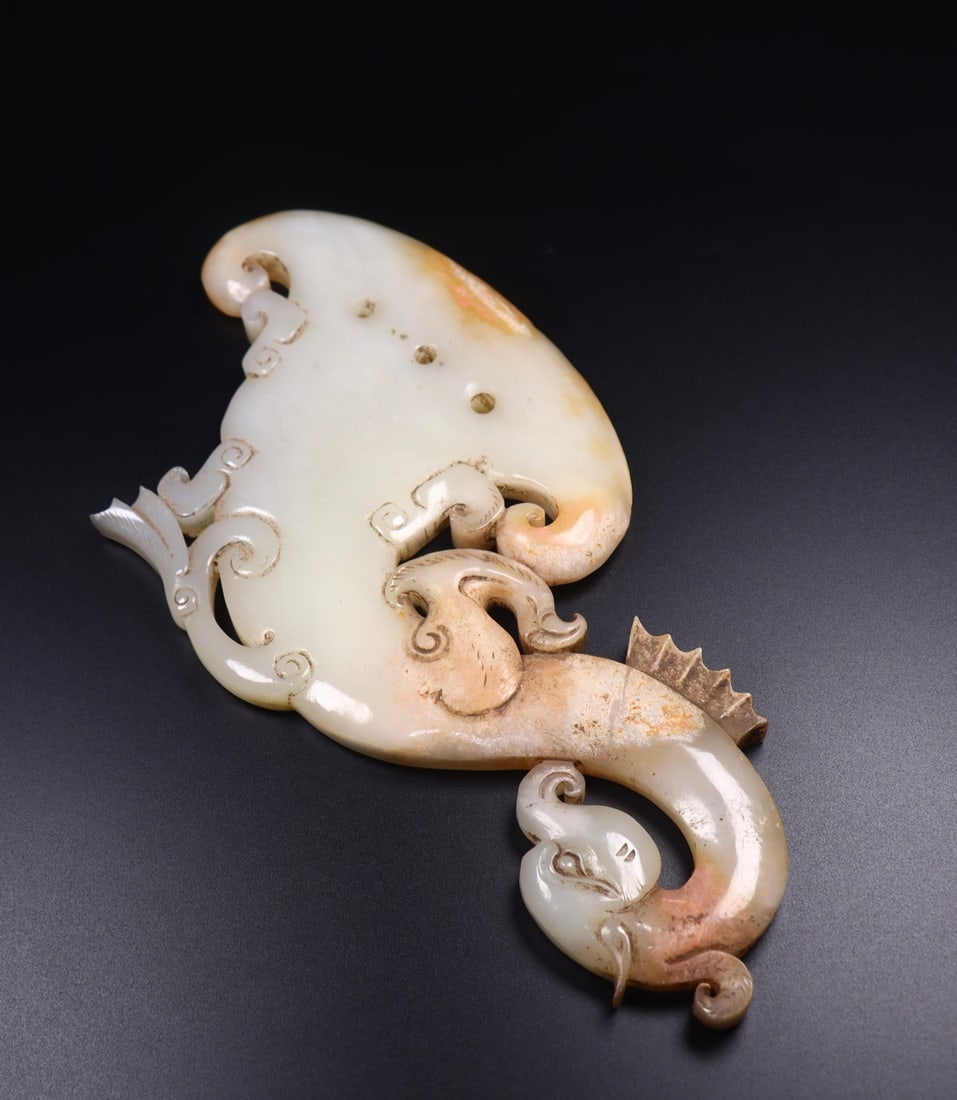 Old Heian Jade Phoenix Axe Statue - 2