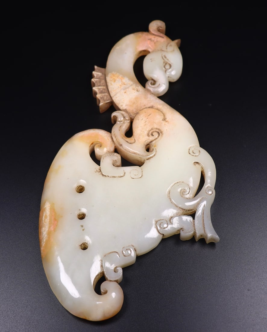 Old Heian Jade Phoenix Axe Statue - 8