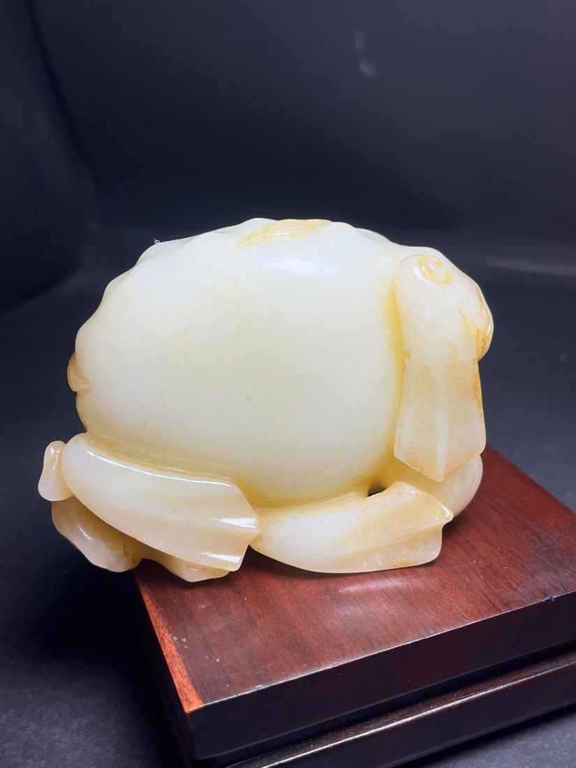 Old Hetian Jade Toad & Liuhai Statue - 7