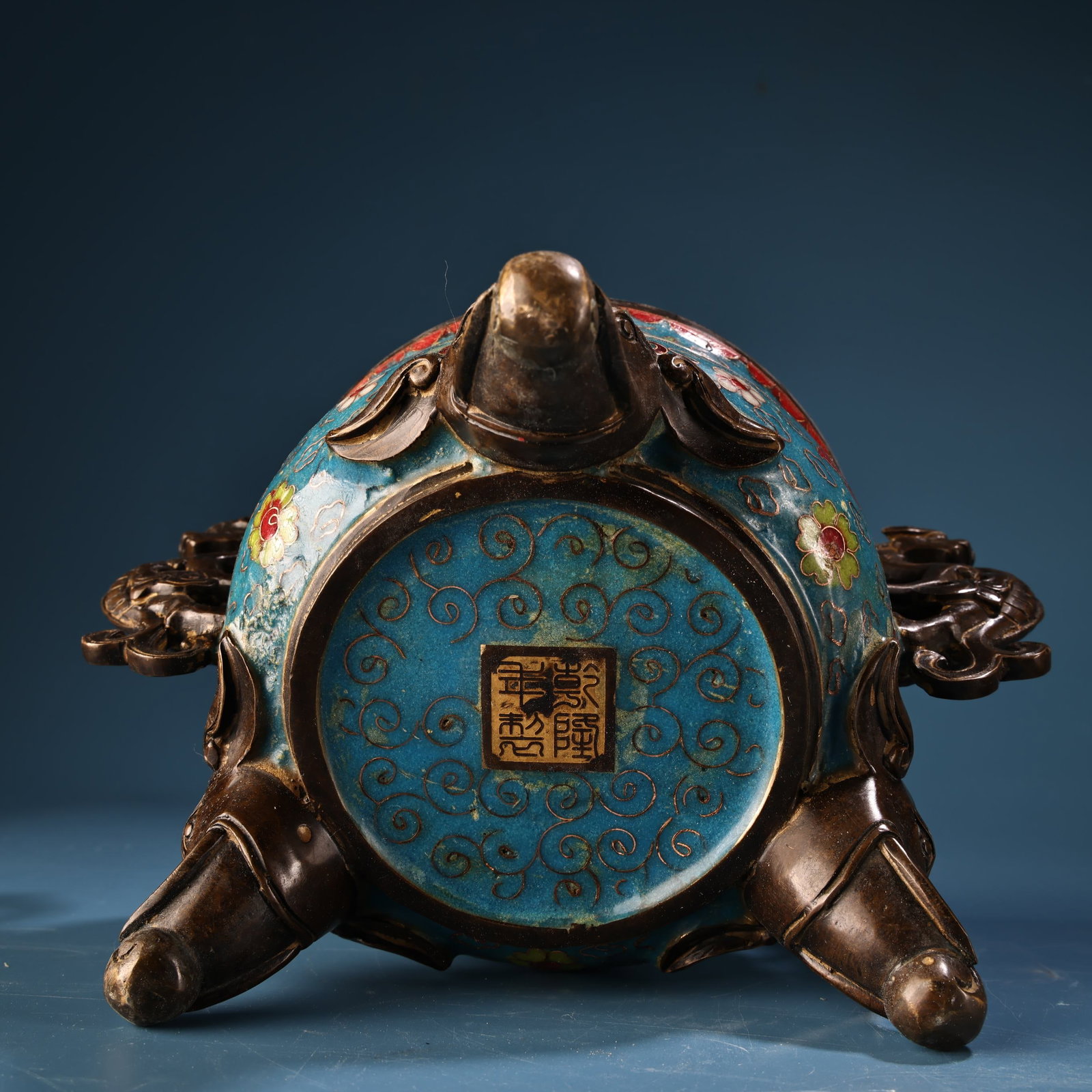 Vintage Bronze Cloisonne Dragon Phoenix Incense Burner - 7