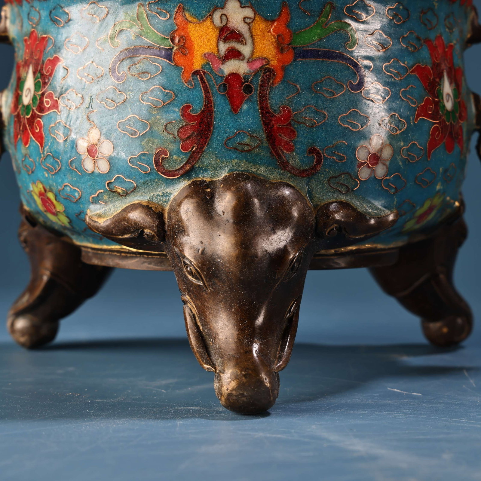 Vintage Bronze Cloisonne Dragon Phoenix Incense Burner - 9
