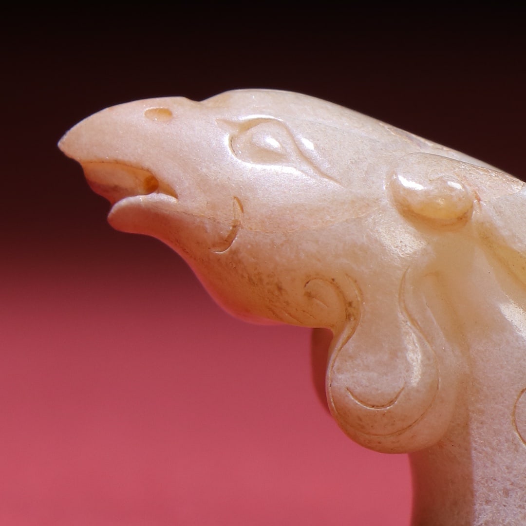 Old Hetian Jade Phoenix Head Statue - 5