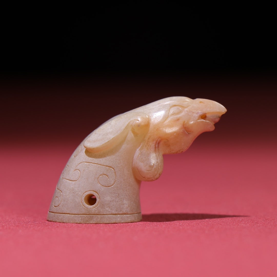 Old Hetian Jade Phoenix Head Statue - 9