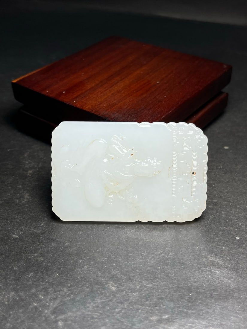 Old Hetian Jade Pendant - Kwan-yin - 6