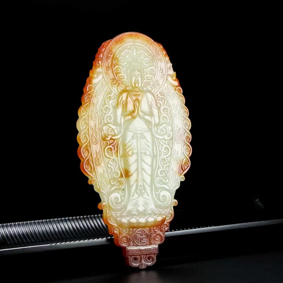 Vintage Hetian Jade Buddha Pendant Statue - 2