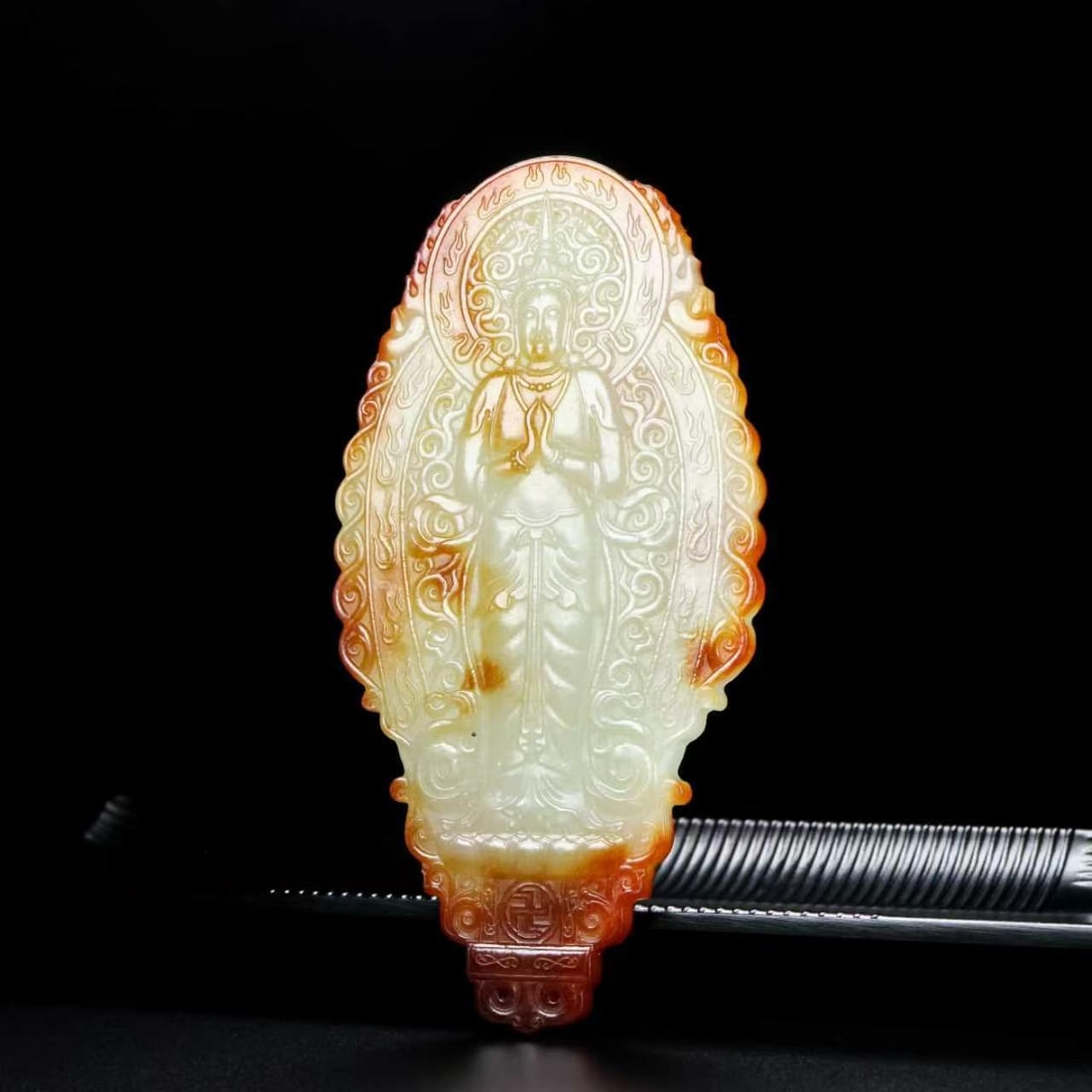 Vintage Hetian Jade Buddha Pendant Statue - 5