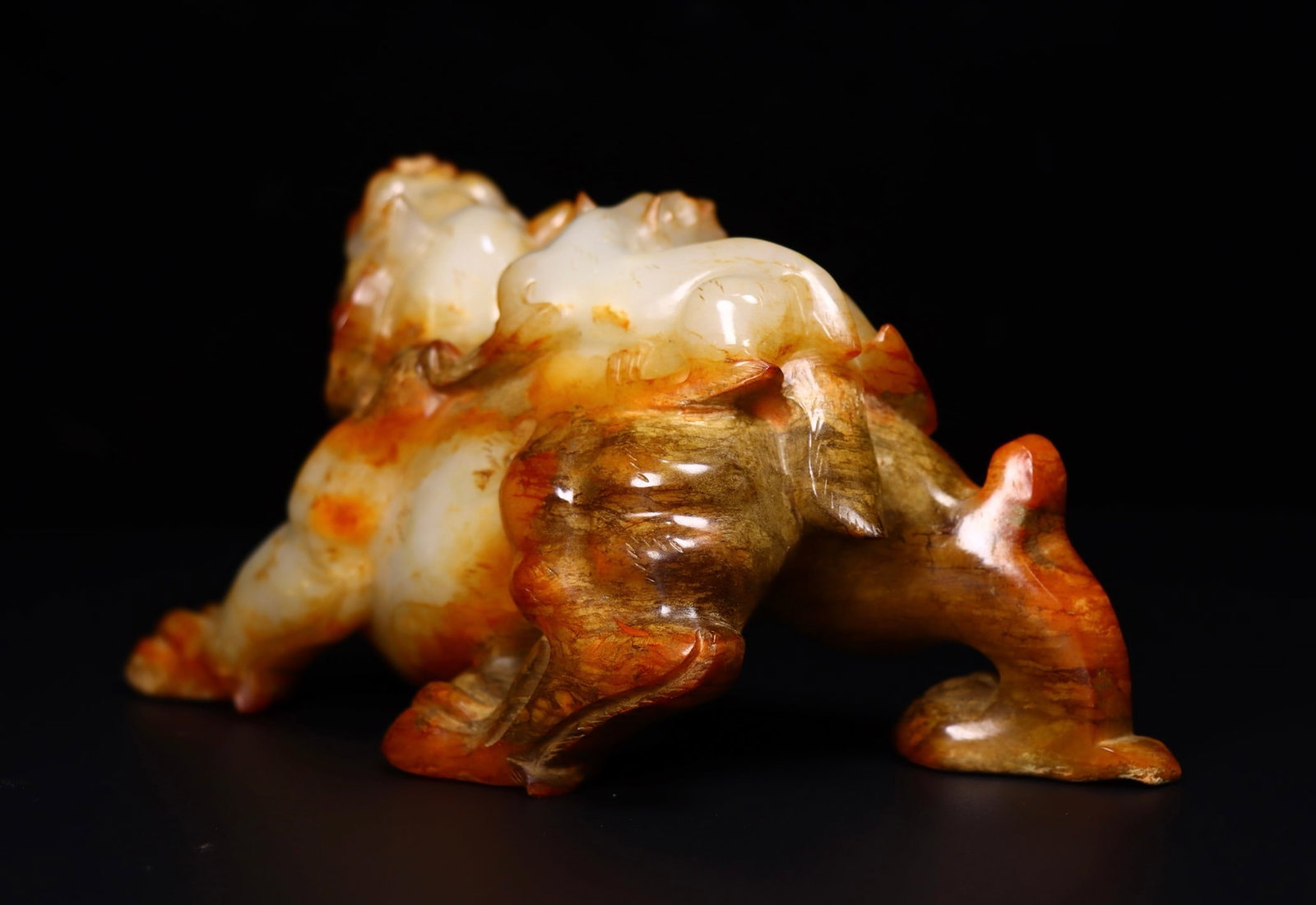 Vintage Hetian Jade Double Beast Statue - 8