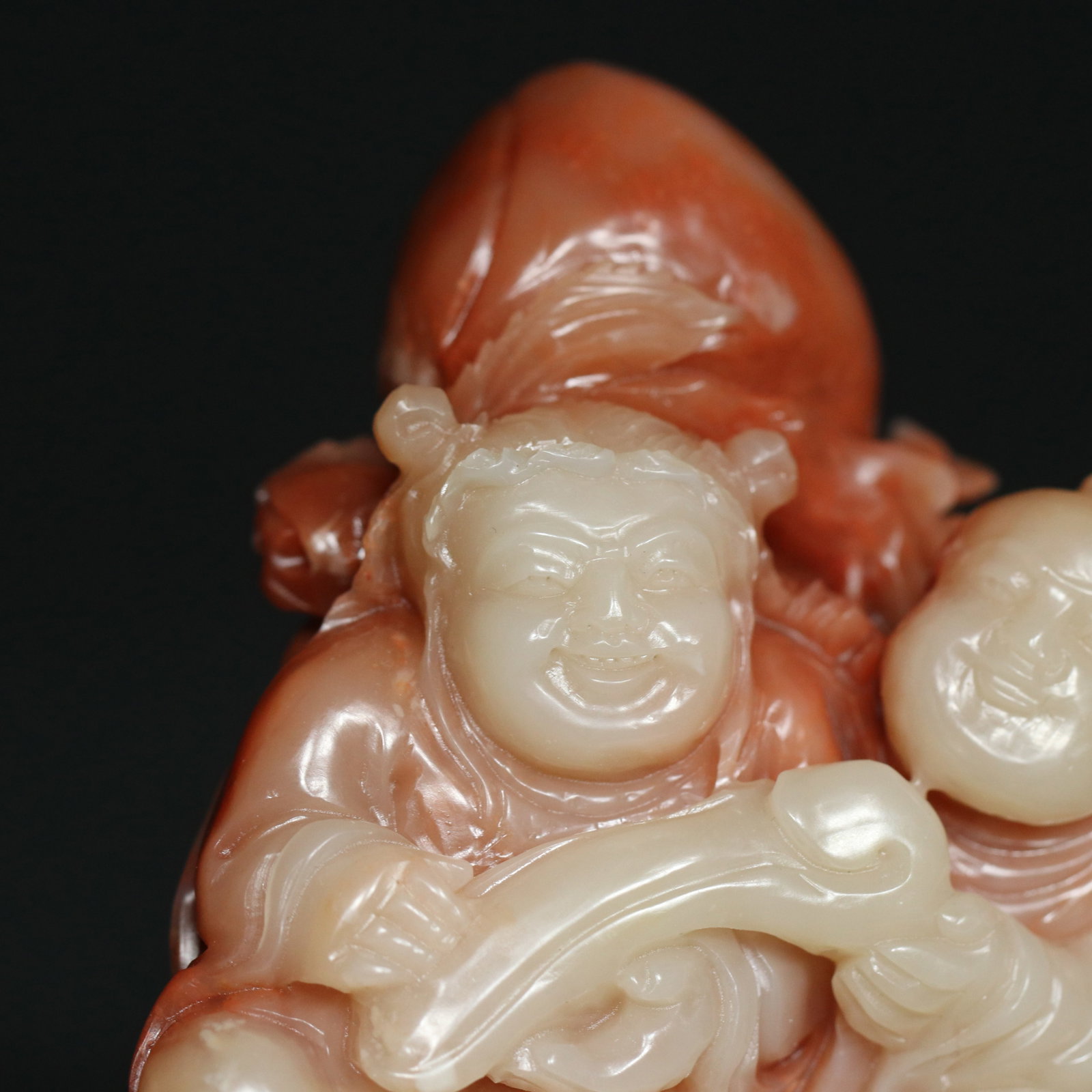 Shoushan Soapstone Hand-Carved Kid Statue - 5