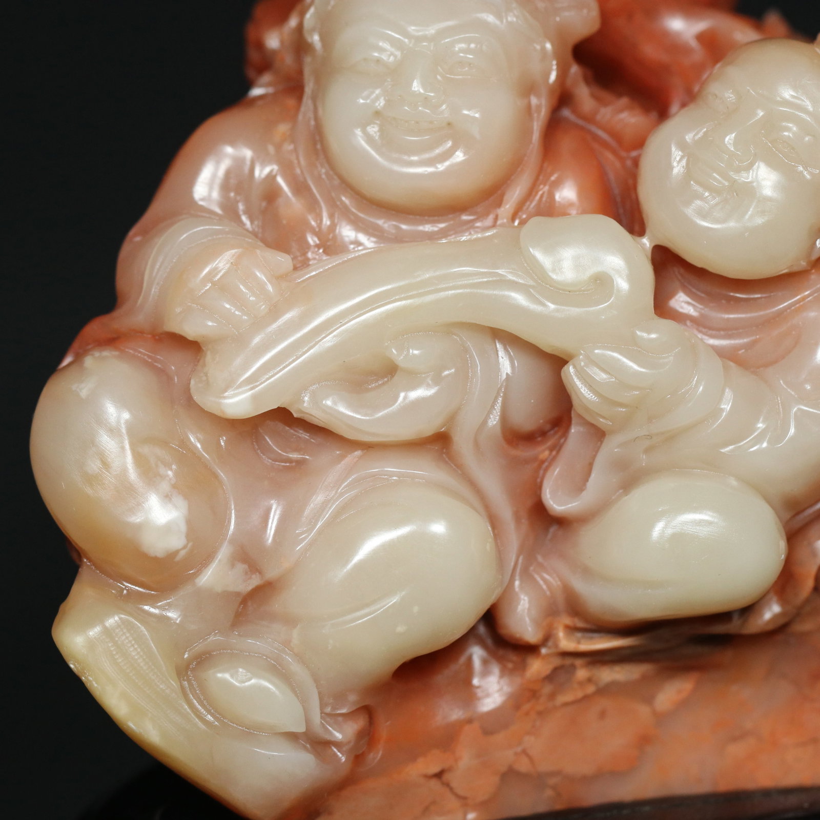 Shoushan Soapstone Hand-Carved Kid Statue - 6
