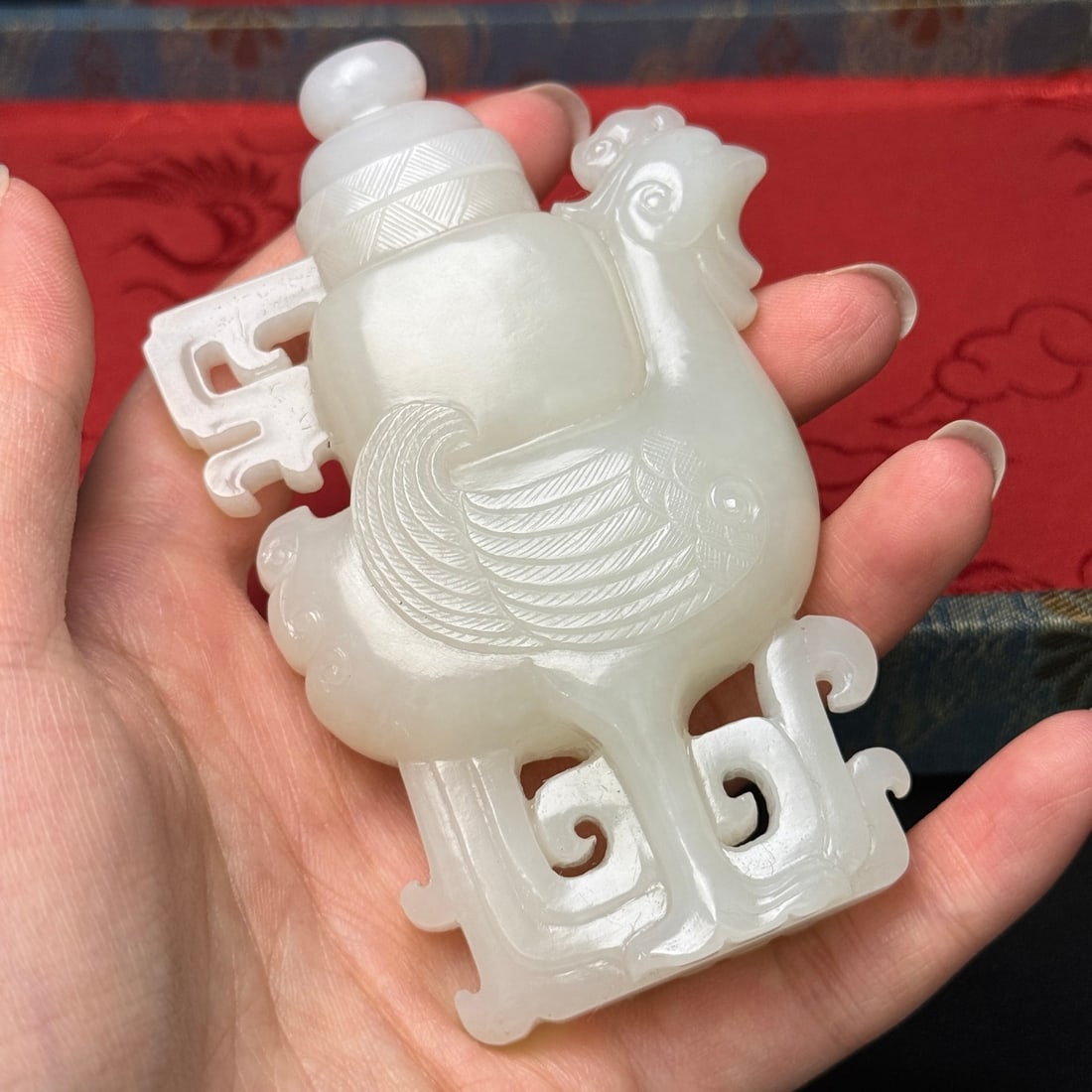 Superb Hetian Jade Phoenix Bottle Vase - 2