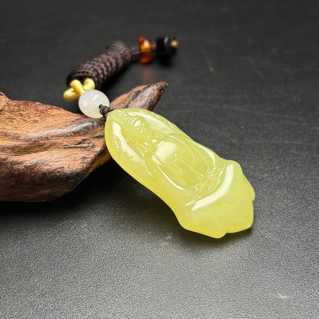 Hetian Jade Hand Carved Kwan-yin Pendant - 3