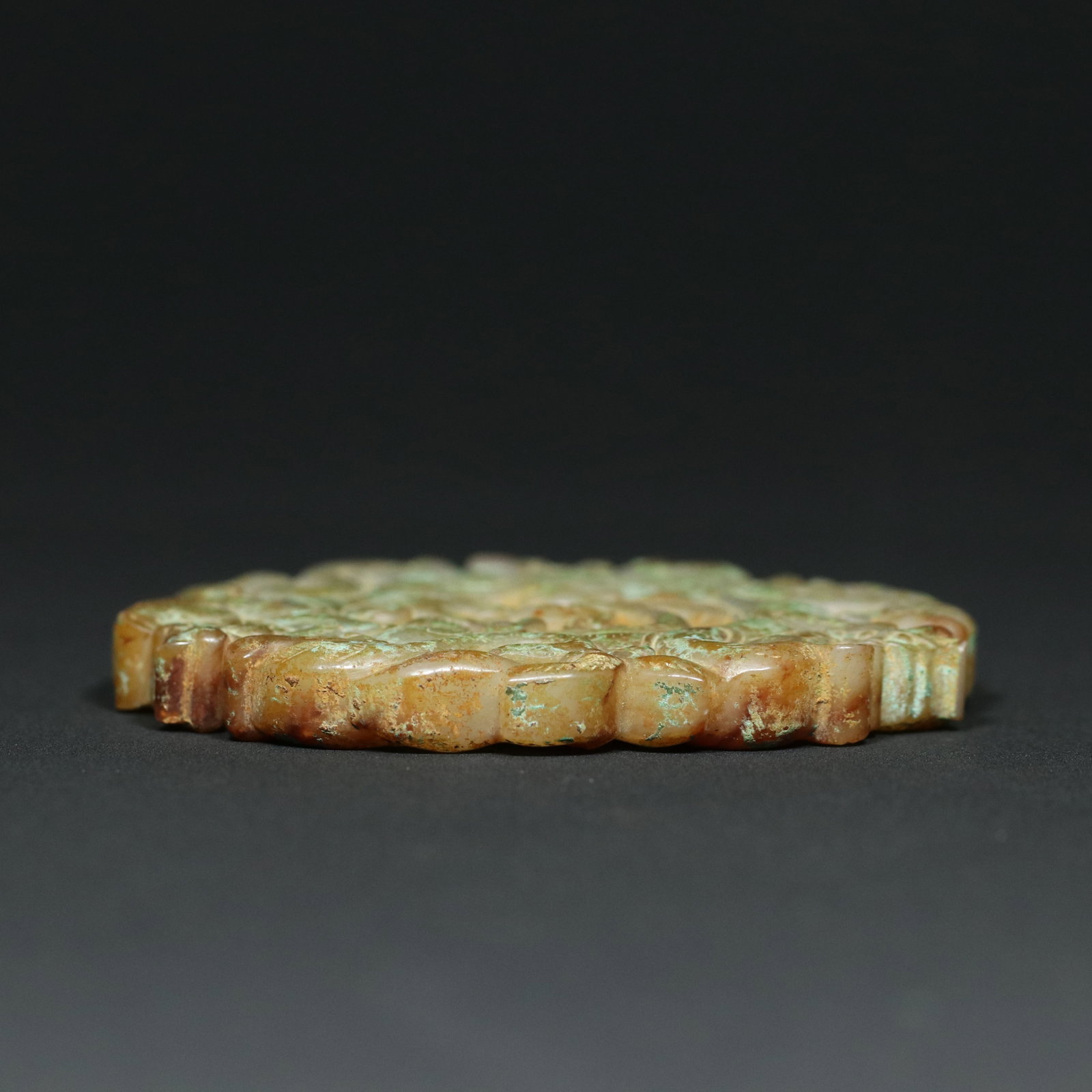 Openwork Hetian Jade Dragon Phoenix Bi Statue - 3