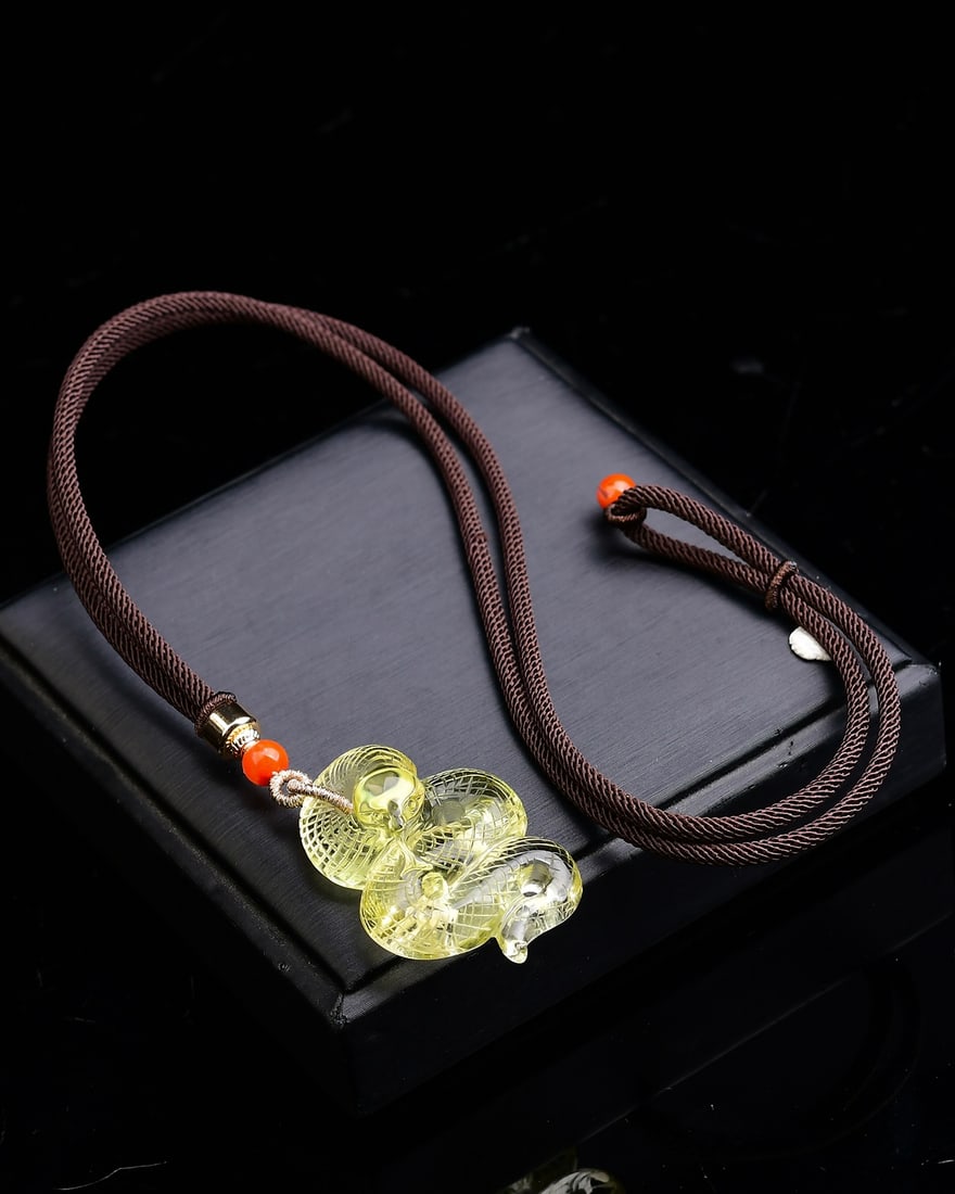 Yellow Crystal Snake Pendant - 2