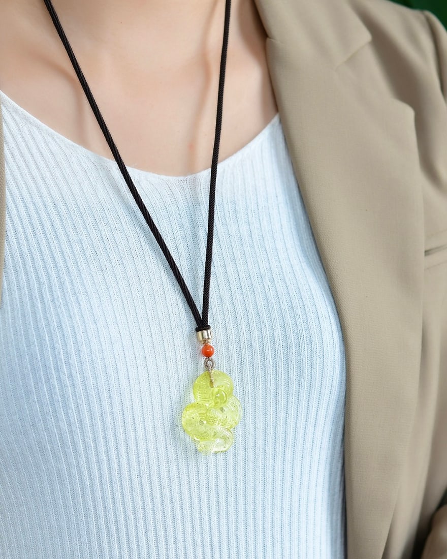 Yellow Crystal Snake Pendant - 3