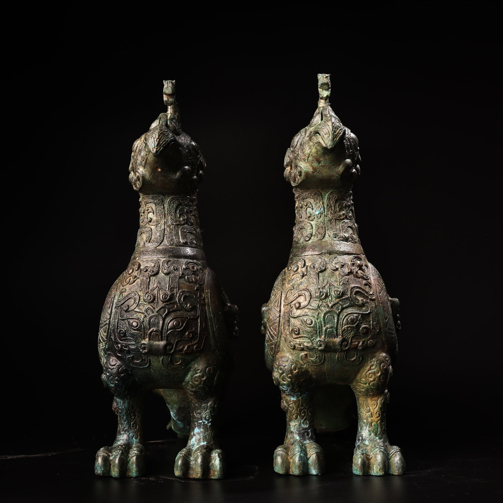A Pair Bronze Bird Statue - Zun - 11