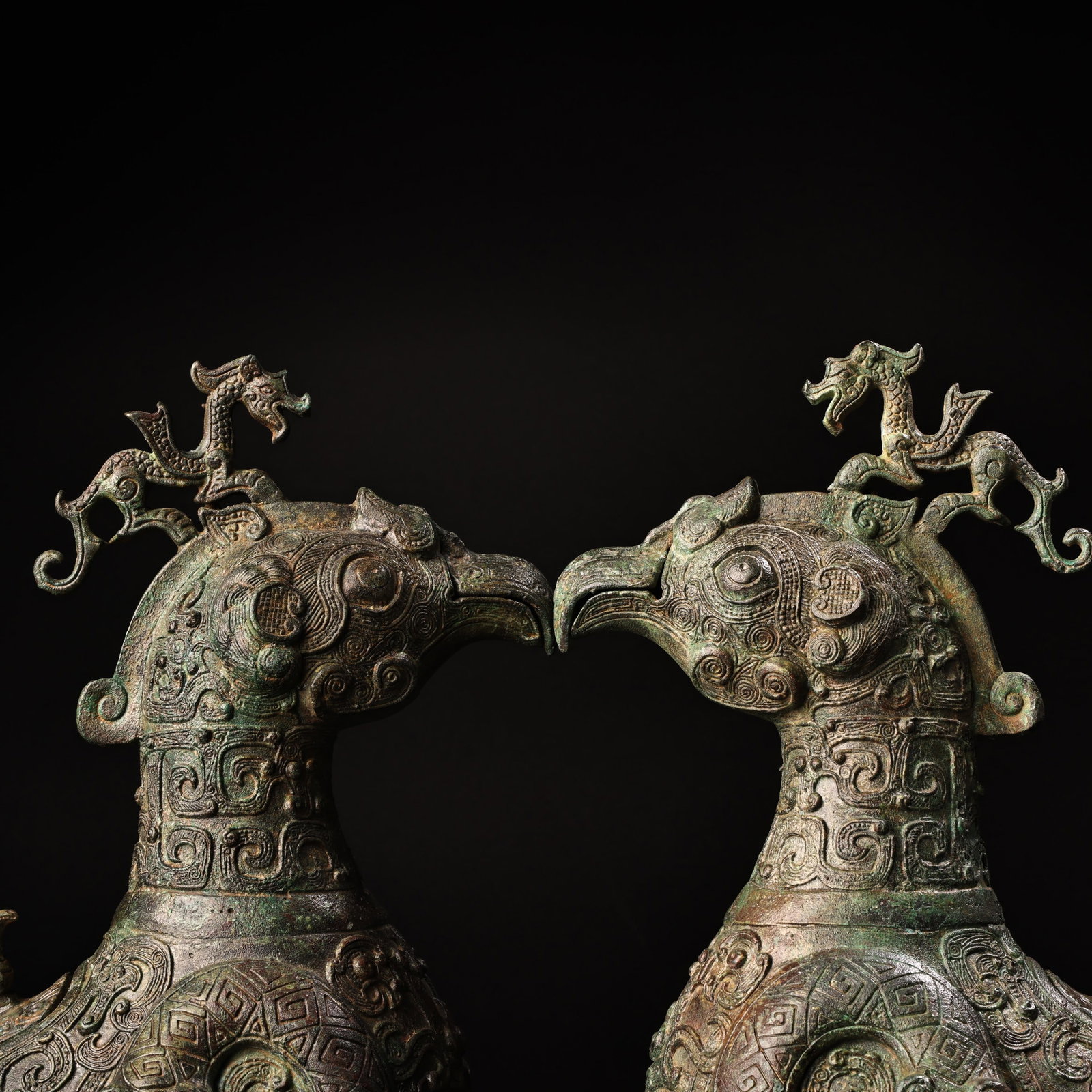 A Pair Bronze Bird Statue - Zun - 2