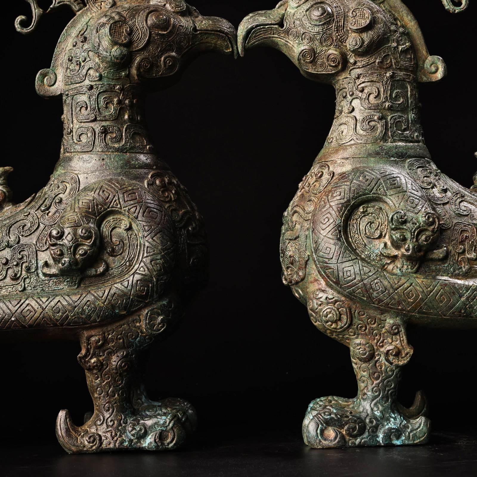 A Pair Bronze Bird Statue - Zun - 3