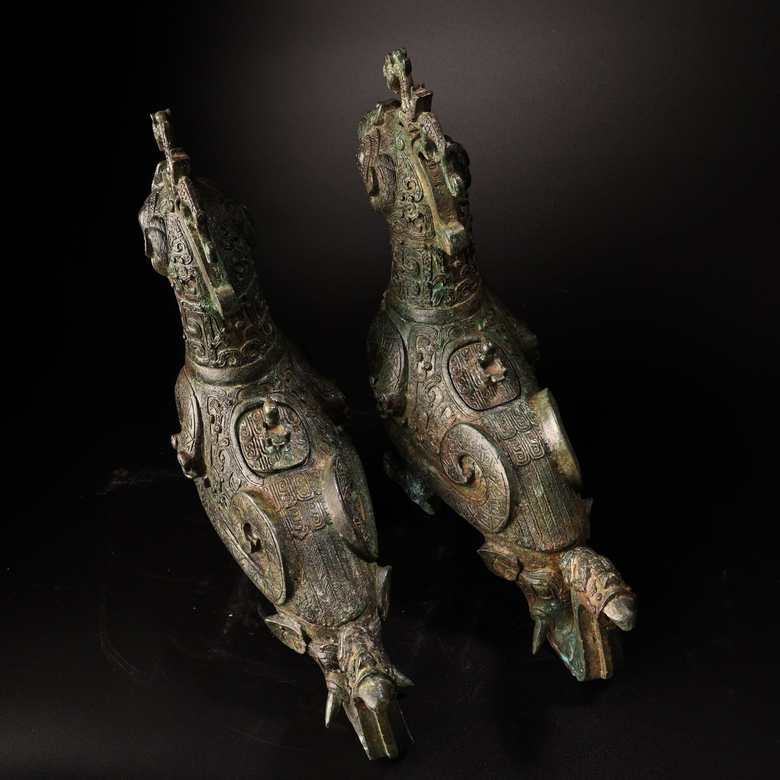 A Pair Bronze Bird Statue - Zun - 7
