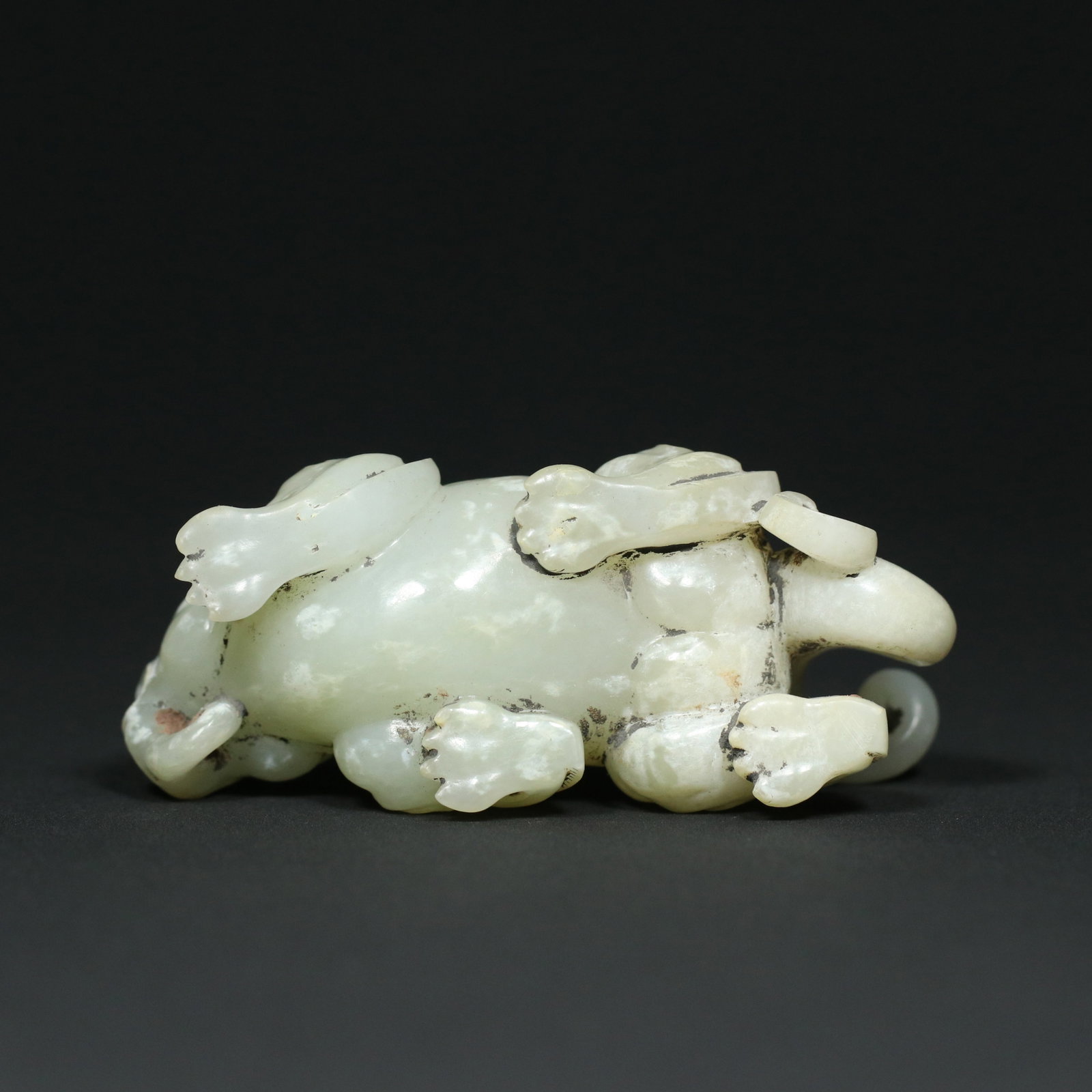 Old Hetian Jade Beast Statue - 3