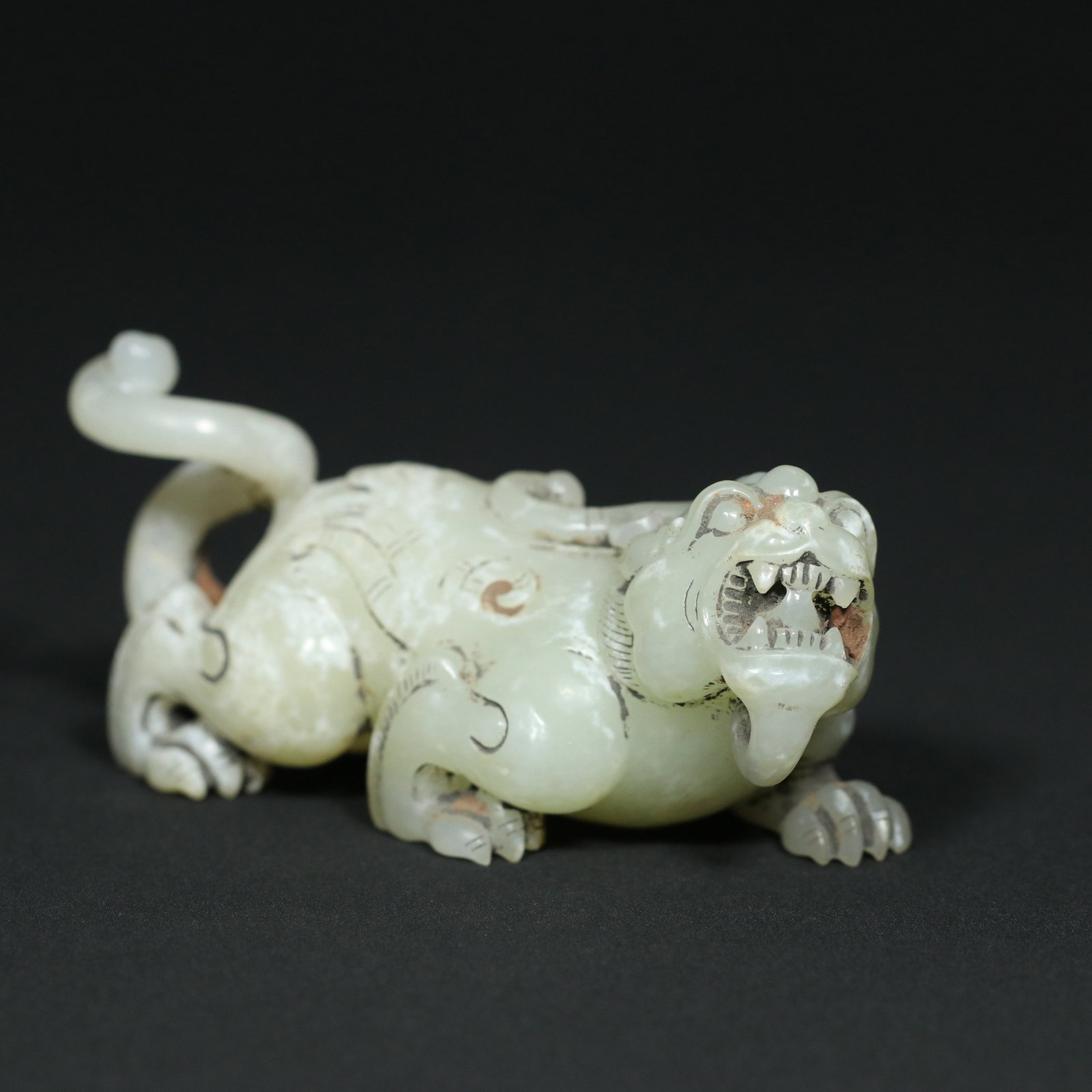 Old Hetian Jade Beast Statue - 4