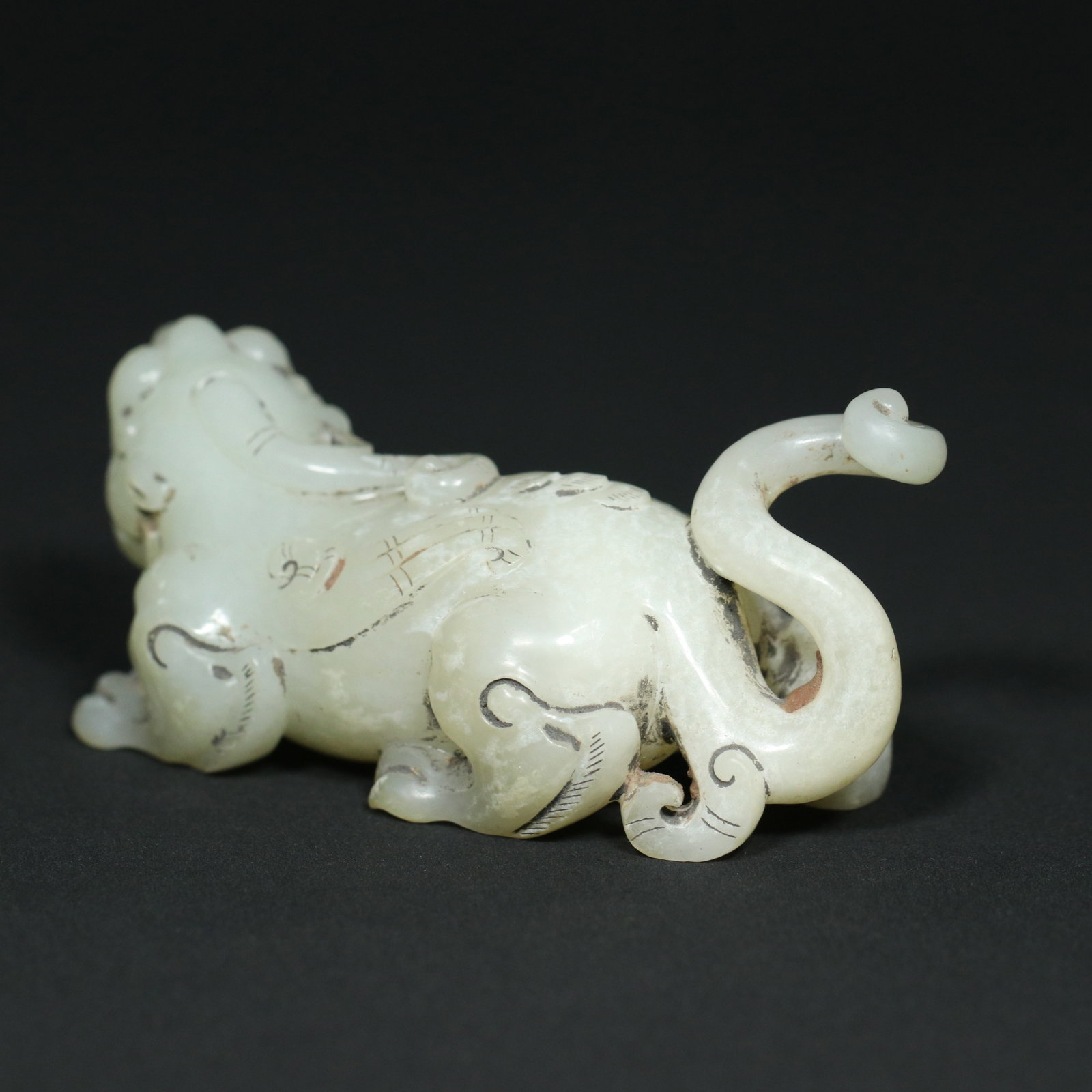 Old Hetian Jade Beast Statue - 6