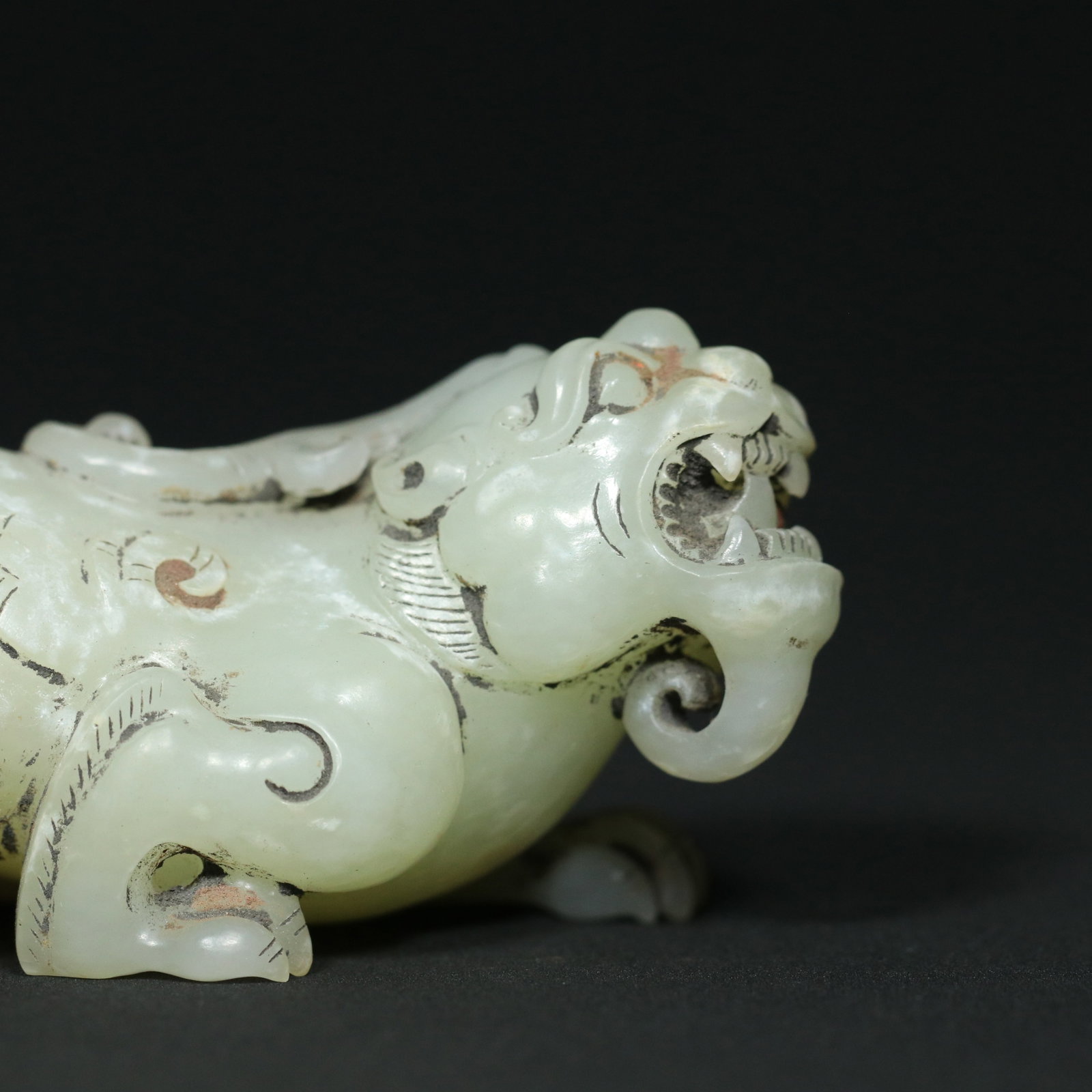 Old Hetian Jade Beast Statue - 7
