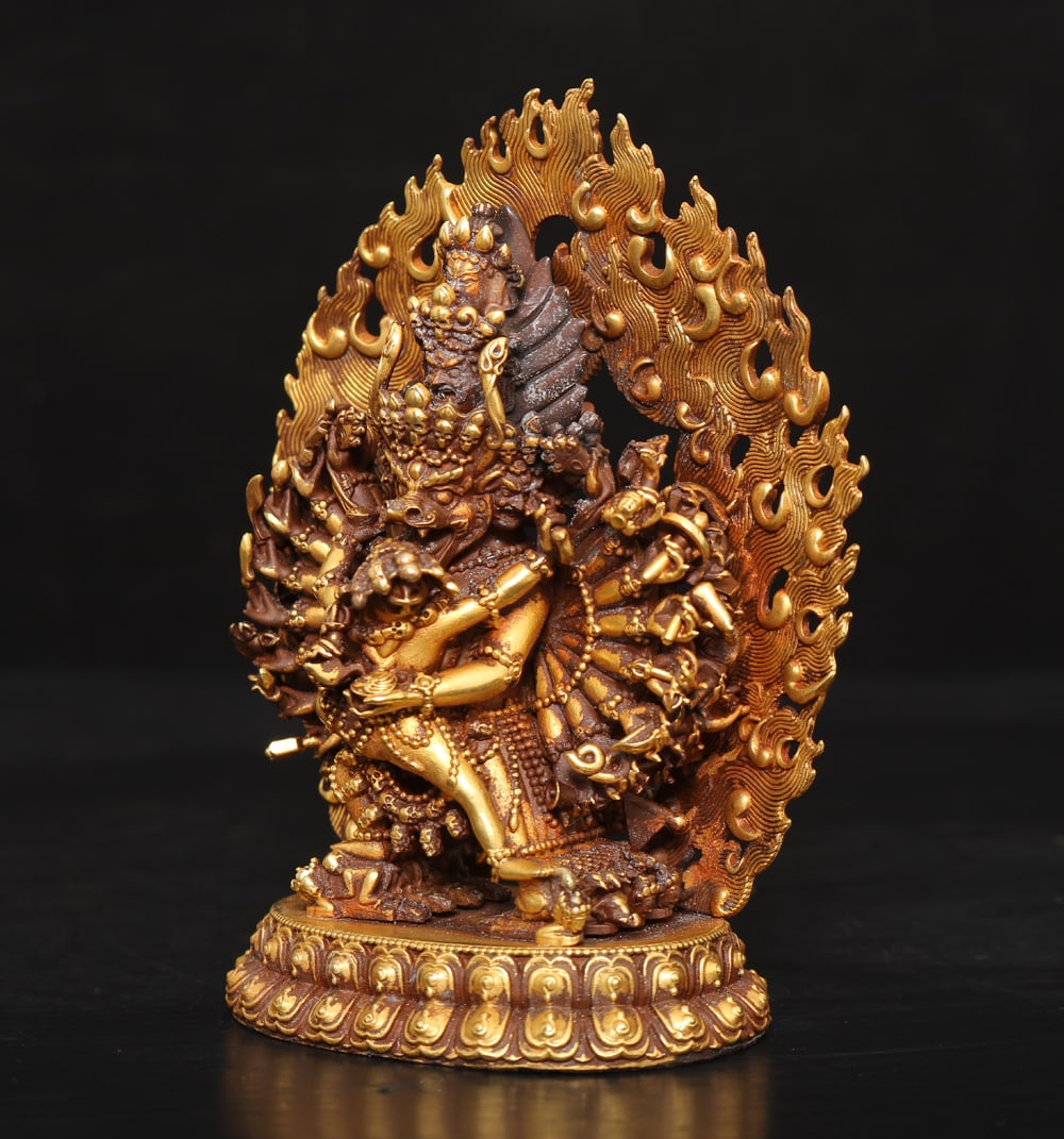 Vintage Gilt Gold Copper Buddha Statue - 2