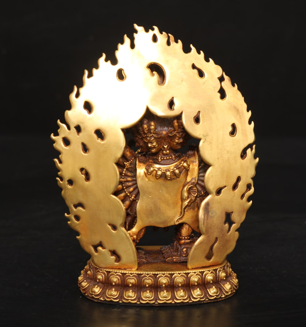 Vintage Gilt Gold Copper Buddha Statue - 3