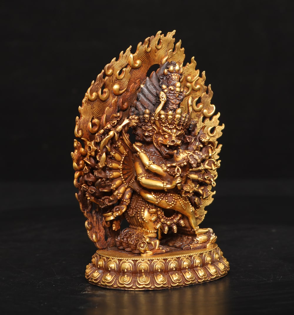 Vintage Gilt Gold Copper Buddha Statue - 4