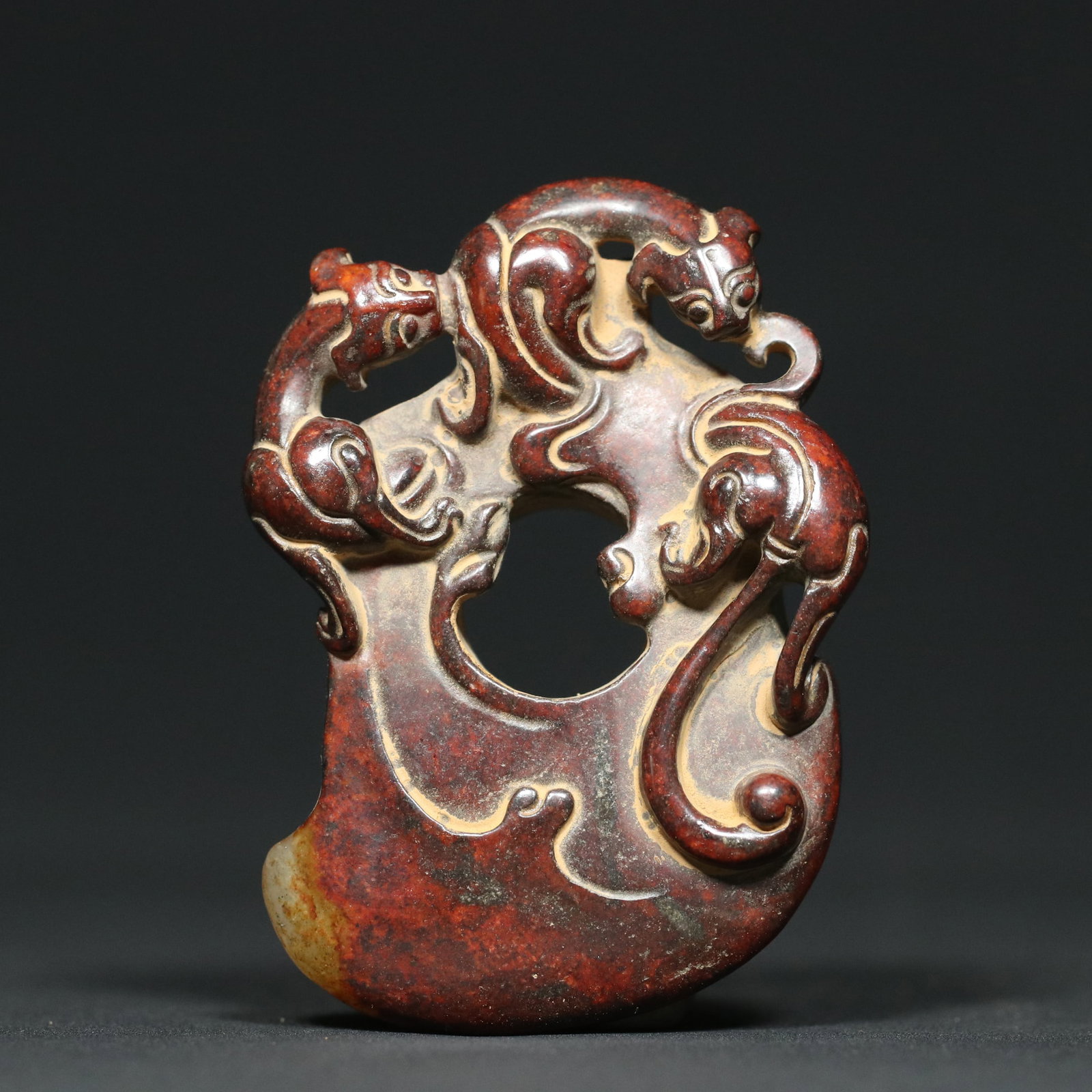 Old Hetian Jade Chi Dragon Axe Statue (1 of 9)