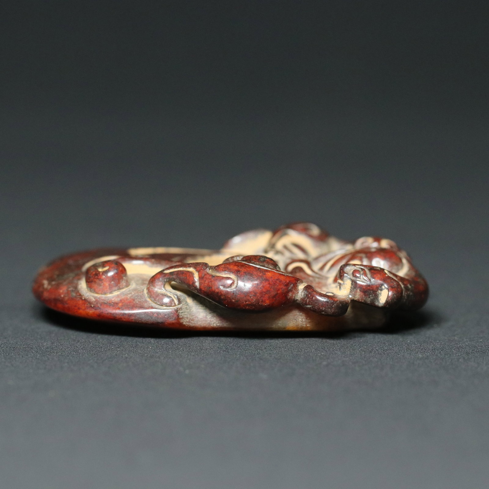 Old Hetian Jade Chi Dragon Axe Statue - 3