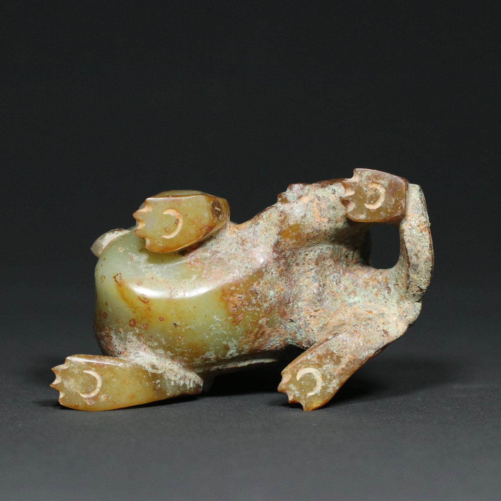 Old Hetian Jade Beast Statue - 3