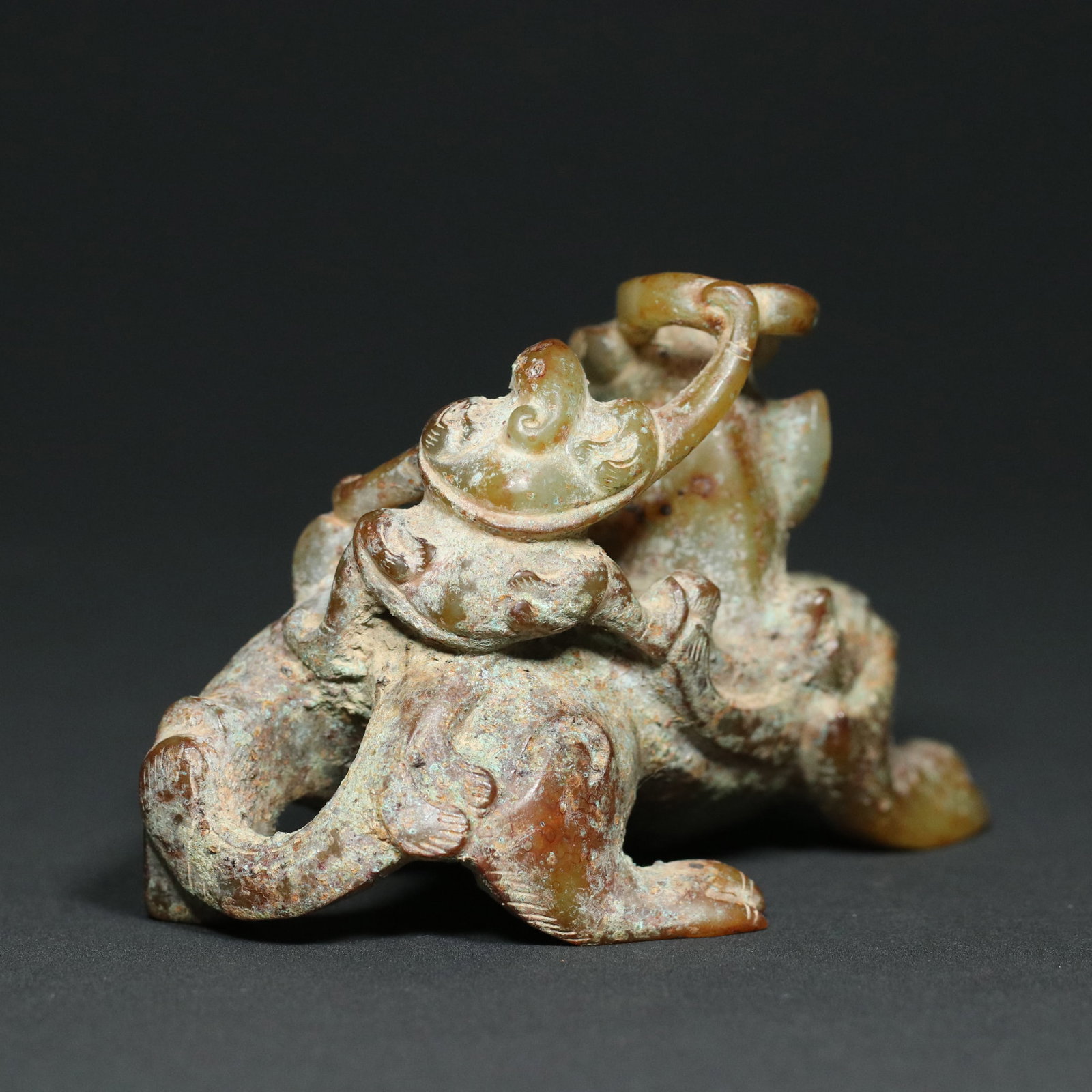Old Hetian Jade Beast Statue - 6