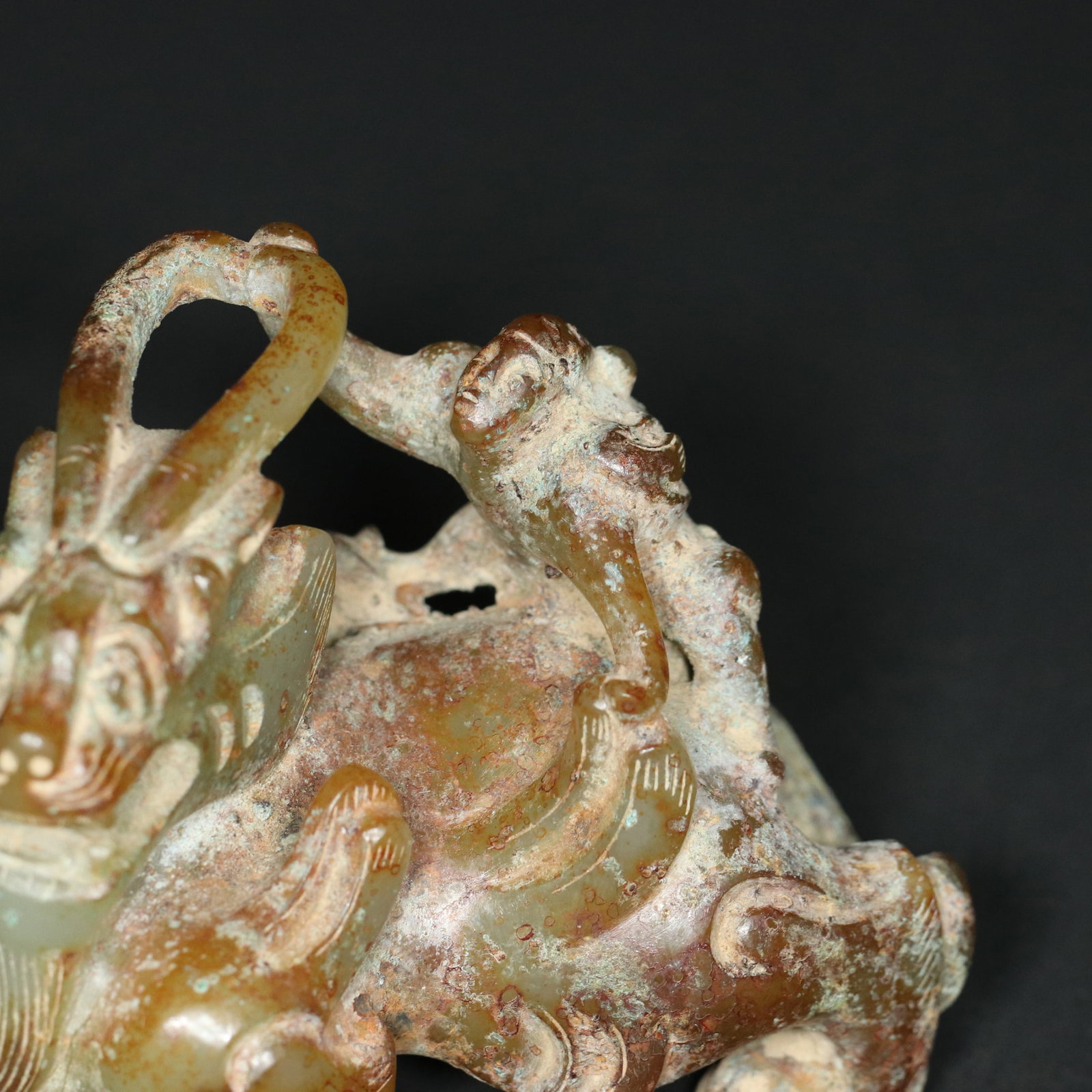 Old Hetian Jade Beast Statue - 8