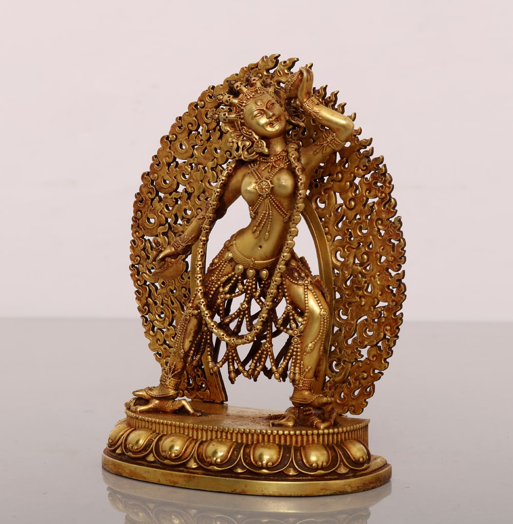 Old Gilt Gold Copper Statue - 2