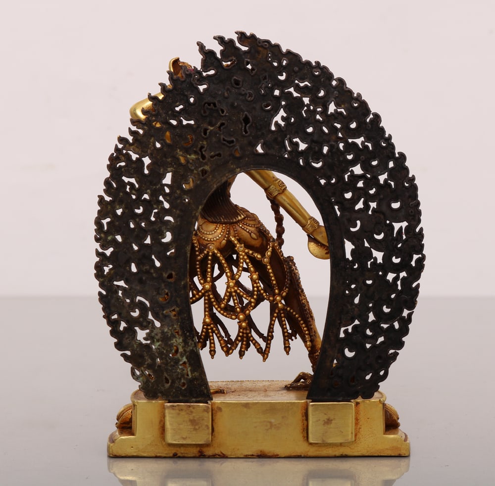 Old Gilt Gold Copper Statue - 3